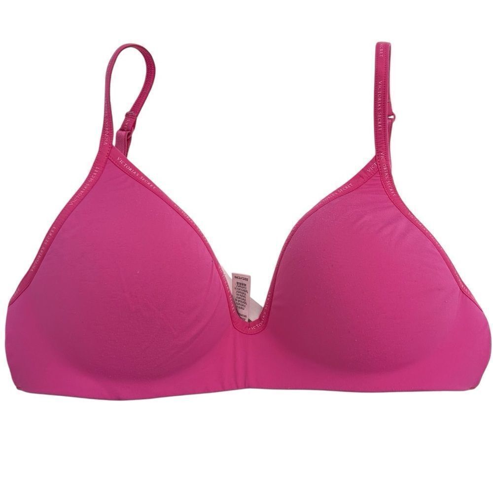 Victorias Secret hot pink t-shirt lightly lined wireless bra size 32C